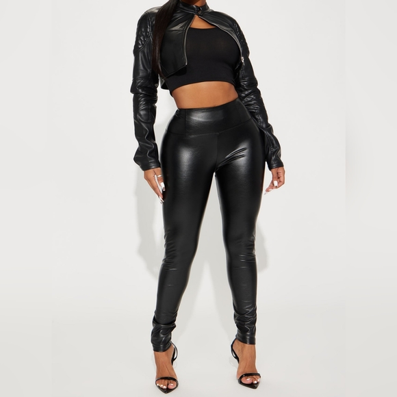 Fashion Nova Pants - Fashion Nova Faux Leather Tummy Tuck Legging Black NWT